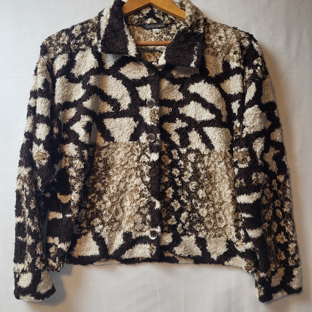 Supply & Demand Patchwork Lightweight Jacket Women's Size‎ Small Animal Print